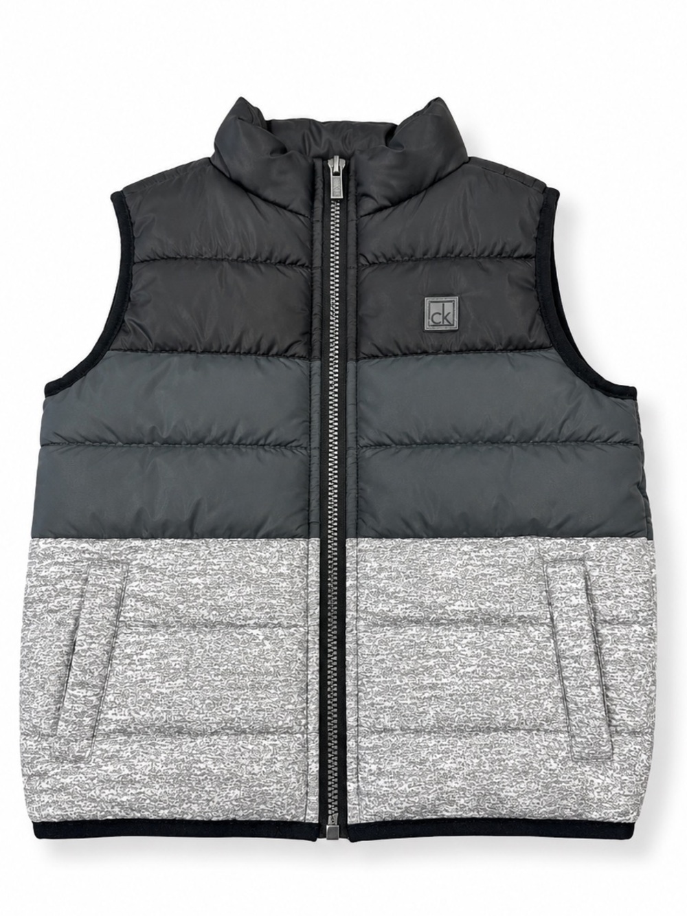 Calvin Klein Boys Black, Charcoal & Heather Gray Puffer Vest